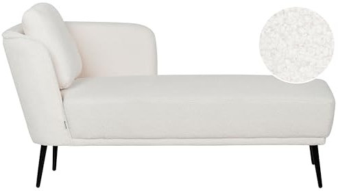 Beliani Chaiselongue Bouclé Creme weiß Links mit Armlehne Kissen Metallgestell Artheze