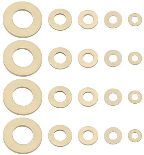 Create idea 50 Piezas Kit Surtido de Arandelas de Latón M3 M4 M5 M6 M10 Arandela Plana Métrica Arandela Plana de Latón para Electrodomésticos Comerciales Automóviles Barcos