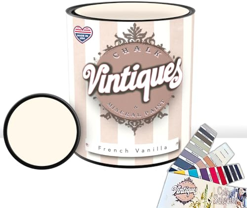 Vintiques Chalk and Mineral Paint, French Vanilla, 32oz, Matte Finish- Easy Application for DIY Projects; Furniture, Wood, Metal, Home Decor and More