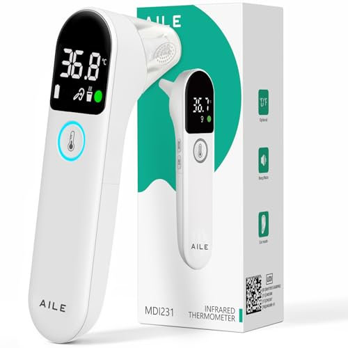 AILE Digital Ear Thermometer for Baby-Adults-Newborn-Kids, Approved UK Accurate Fast Readings, 32 Memory Recall, 3-Color Fever Alert Thermometer for Home Use