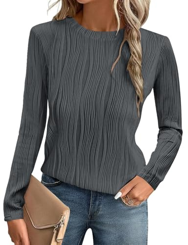Gemulate Womens Clothes Formal Shirt Work Outfits Ladies Clothes Slim top Women Long Sleeve Formal Shirt Thick Shirts for Women Dark Grey M