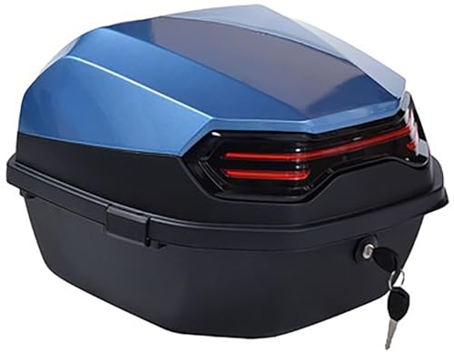CORGLI 35L Motorrad-Heckkoffer, Universal-Topcase, abschließbarer wasserdichter Helm-Gepäckaufbewahrungsträger, Kunststoff-Tourenkoffer mit Montagematerial für Roller, Moped, Motorrad,Blue 5
