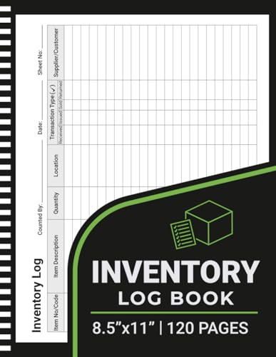 Inventory Log Book: Inventory Organizer to Track and Record Inventory Levels | For Small Business, Warehouse and Personal Use | 8.5 x 11 | 120 Pages