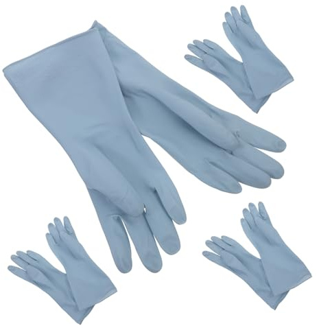 Zerodeko Dishwashing Gloves Long Waterproof Pvc Rubber Kitchen Gloves for Washing Dishes Small Size Blue 4 Pairs