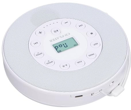 Lettore CD Portatile Bluetooth, Lettore CD Anti-salto con Altoparlante per compatibilità MP3 per Auto, Supporto per la Registrazione su Microfono USB Integrato (WHITE)