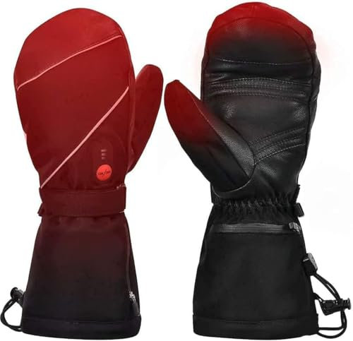 Guantes de esquí calefactables, guantes eléctricos con batería recargable de 7,4 V 2200 Mah, guantes calefactores para invierno, esquí, patinaje, trabajo en la nieve, camping, senderismo, guantes cale