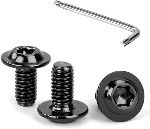 Tunejoy Tornillos de Cabeza Alomada Torx con Brida M6 x 12 mm Negro Tornillo de Cabeza Hexagonal de Acero Inoxidable A2 V2A Tornillos Máquina con Allen Rosca Completa 30 Piezas