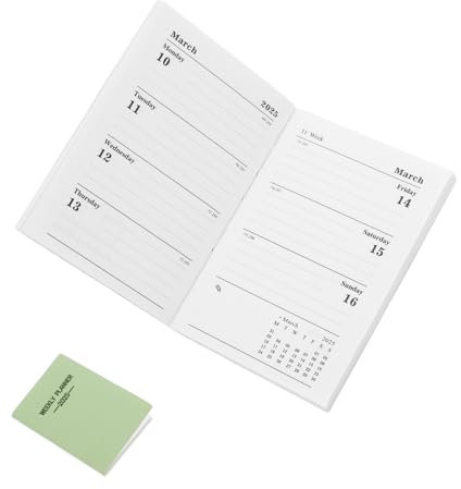 LALAFINA Mini Pocket Weekly Planner Pu Leather Avocado Monate Dickes Für Büro Schule Und Zuhause Praktisches Notizbuch Für Planung Und Organisation
