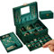 3-Layer Jewellery Box Organiser, Large Capacity Velvet Jewellery Box with Mirror, Large Green Jewellery Case for Rings Earrings Necklace Bracelets, Jewelry Organiser Storage Case for Girls Women