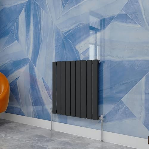 Anthracite Designer Radiator Horizontal 600×612mm Single Flat Panel - Wall/Floor Mounted for Modern Multi-Scene & Central Heating