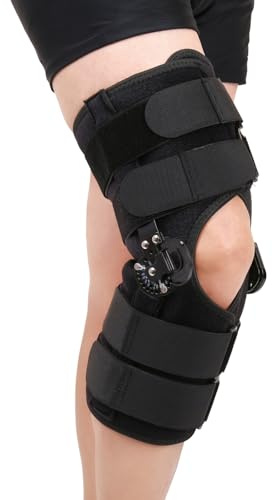 Mathgetin Hinged ROM Knee Brace, Post-Op Knee Immobilizer for Arthritis, ACL MCL PCL Injury, Adjustable Orthopedic Support (S)