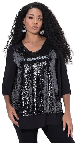 Ulla Popken Damen große Größen Übergrößen Plus Size Pailletten-Chiffonbluse