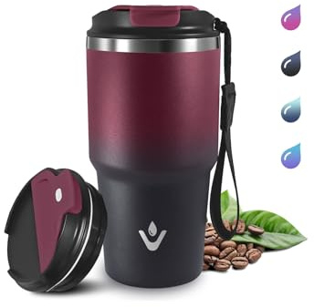 Grsta 600ml Taza Termica de Acero Inoxidable, Aislada al Vacío Vaso Termico, Vaso Termo Cafe para Llevar, Mantiene el frío 8h y el calor 6h, Antifugas Taza Termo para Frío y Caliente