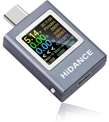 VOKTTA 600W USB Tester Messgerät USB C Tester, 4-40V 0-12A Type-C Digital Multimeter Power Meter, Spannung Voltmeter, Strom Type-C Messgerät, Leistungskapazität Detektor