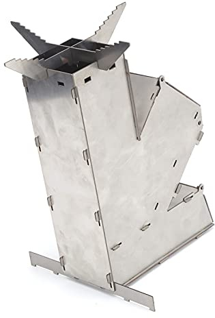 Saluaqui Tragbarer Rucksackrocketofen mit Ausarmbarem Design aus Edelstahl - Bequemer Mini -Holzofen für Küche Im Freien, Kaffeetöpfe und Kessel