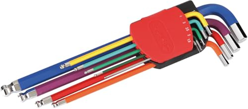 juego llaves allen - juego de 9 llaves de diferentes tamaños en colores variados, fabricadas en acero, ideales para tornillos hexagonales.