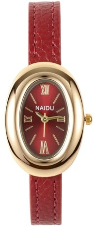 JSDDE Damen Armbanduhr Lederarmband Damenuhr Elegant Kleideruhr Oval-Form Gehäuse Analoges Quarzwerk Uhr Schmuck für Damen Frauen