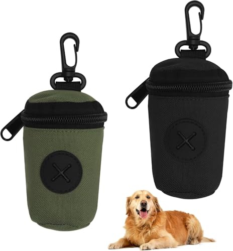 Lot de 2 porte-sacs pour chien, porte-sachets, pour chien, avec mousqueton, port à sachets pour chiens et