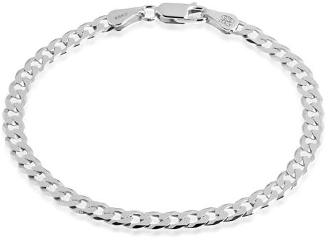 QUADRI - Bracciale Uomo Argento 925 Cubano Diamantato - Bracciale Argento Donna Made in Italy - Idea Regalo - Larghezza 5 mm - Lunghezza 20,30 cm