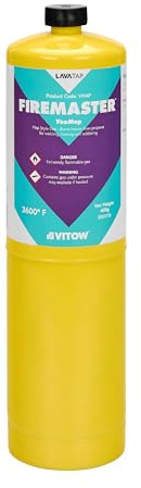 LavaTap Firemaster MAPP Gas 400g - MAP Blow Torch Fuel Bottle | Burns hotter than propane for fast soldering & brazing. Fits Rothenberger, Bernzomatic & standard 7/16 EN417 torches