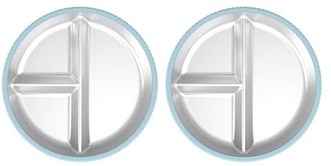 PEPWE Assiette repas multifonction en acier inoxydable avec base antidérapante en silicone pour intérieur et extérieur