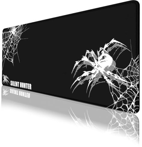 Gothic Spider Web Gaming Mouse Pad Cool Minimal Black White Art Large Gaming Mouse Mat with Stitched Edges,Non-Slip Waterproof Rubber Base Mousepad