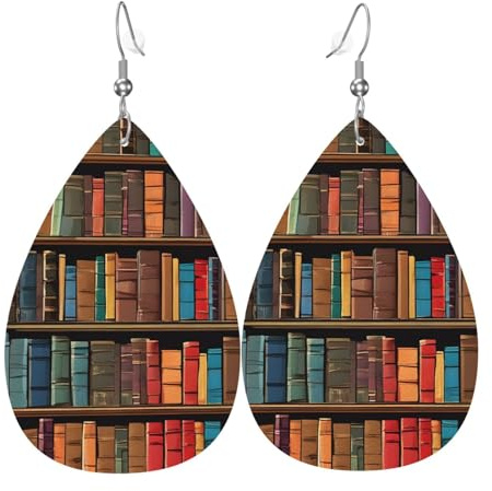 Orecchini Da Donna Pelle Sintetica Library Bookshelf Lacrima Orecchino Jewelry Per Feste E Appuntamenti Adatti Per L'Uso Quotidiano