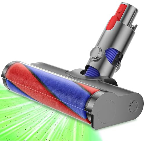 Testa della spazzola di ricambio con rullo morbido per Dyson V7 V8 V10 V11 V15, spazzola a sgancio rapido per pavimenti duri con luce verde a LED, ugello elettrico per legno e piastrelle,Viola