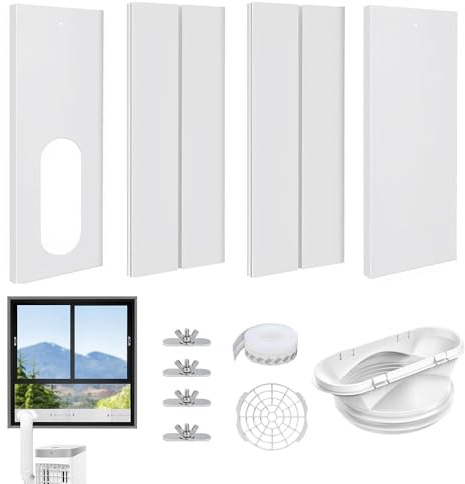 Nzkeuf Fensterabdichtung Klimaanlage, Klimaanlage Fensterabdichtung Rolladen für 13/15cm(5/5.9In) Durchmesser, Mobile Klimageräte Platte für vertikal/horizontal Schiebefenster 43-140cm(17-55in)
