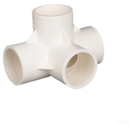 Conector de tubería de PVC de 4 vías de 20 mm, junta cruzada para muebles de invernadero, accesorios de fontanería blancos (32 pvc (1 pulgada)
