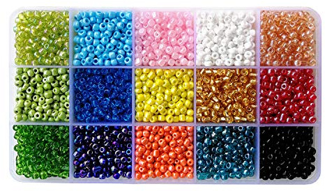 BALABEAD Size 4mm 6/0 Seed Beads About 2400pcs in Box 24 Multicolor Assortment Glass Seed Beads for Making Jewelry Necklace Bracelets Earrings Rings