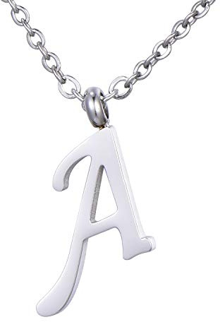 Morella Collar de Plata y Acero Inoxidable con Colgante Letra A