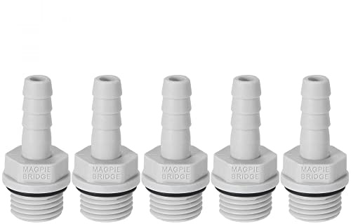 sourcing map PVC Barb Hose Fitting Connector Adapter 6mm or 15/64 Barbed x G1/4 Male Pipe 5pcs