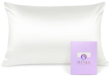 OLESILK Seidenkissenbezug 50x70 für Haar und Haut, Elfenbein | 100% echte Maulbeerseide, sehr weich & hautfreundlich, edle Optik, verdeckter Reißverschluss, Öko-Tex, 1 Stück.