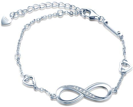 Fashion Unendlichkeit Symbol Damen Armband, 925 Sterling Silber zirkonia Armkette, Verstellbar Herz-Armband, Weihnachten Geburtstag geschenk
