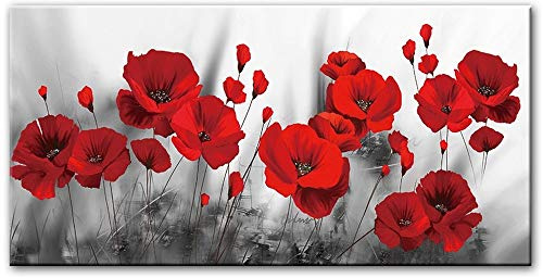 Annick Goutal Art mural Coquelicot Peinture à l'huile Impression sur toile Fleurs rouges Tableau mural pour salon Décoration intérieure (30 x 60 cm-Frameless)