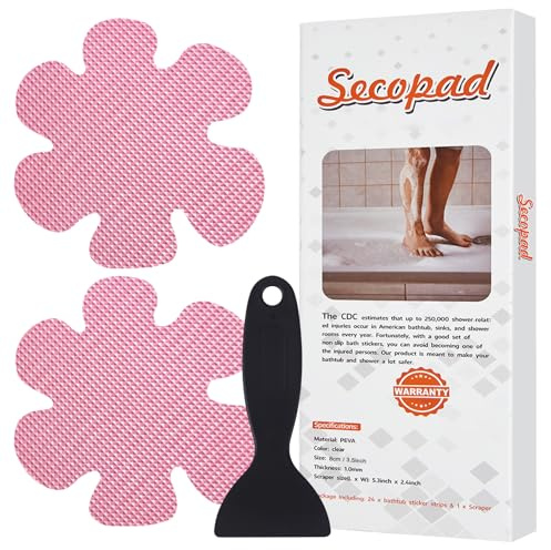Secopad 24 Stück Anti-Rutsch Aufkleber für Badewanne, Rose