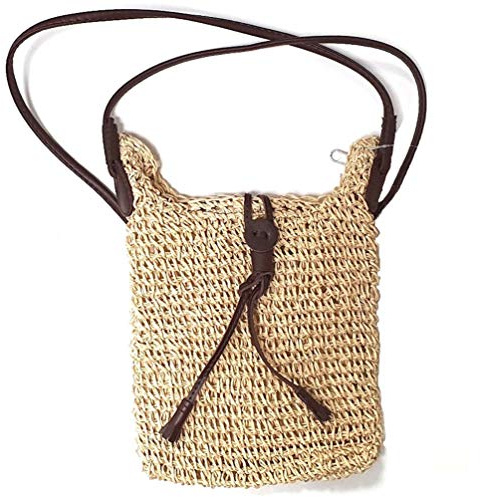 Cotton Trader Summer Beach Shoulder Bag, Light Woven Straw Cross-body, Phone, Travel Handbag for Women & Everyday Use - Natural
