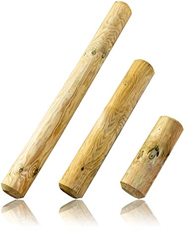 BooGardi Palizzate di legno rotonde smussate in 18 misure · Ø 10 cm lunghezza 100 cm · legno rotondo · palizzate da giardino impregnate · per bordare aiuole · sabbiera BAU
