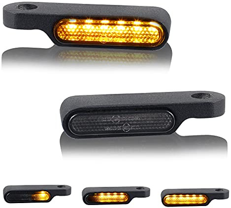 QUASCO Universal Motorcycle Turn Signals Sequential Front Led Blinkers Amber Lights Compatible with Harley Honda Yamaha Suzuki Kawasaki