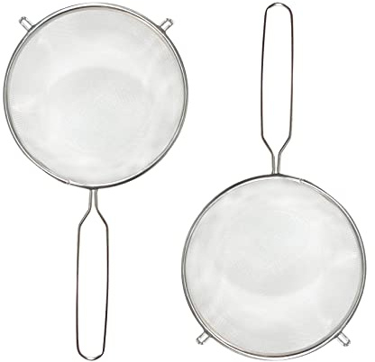 G+ Life Stainless Steel Sieve Set (Diameter 6 Inch) - Fine Mesh Food Strainer, Flour Colander Sieve Sifter with Handle - Ideal for Rinsing, Draining, Filtering, and Straining Various Food Ingredients