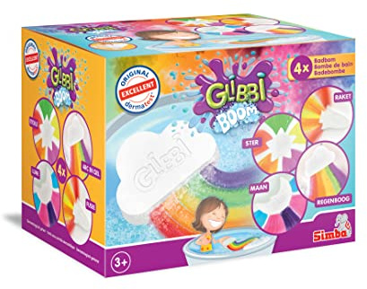 Glibbi 4 x Big Special Effect Bath Bombs Pack, Magic Bath Bombs, Stern, Rakete, Regenbogen & Mond, Kinder Geburtstag Geschenk Set, Vegan Freundlich