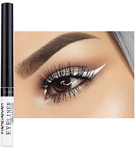 Coloured Eyeliner, Matte Liquid White Eyeliner Long-Lasting Waterproof Liquid Eye Liner, Highly-Pigmented Colourful Eye Liner for Eye Makeup Tools, Black, Purple, Brown(Only White)