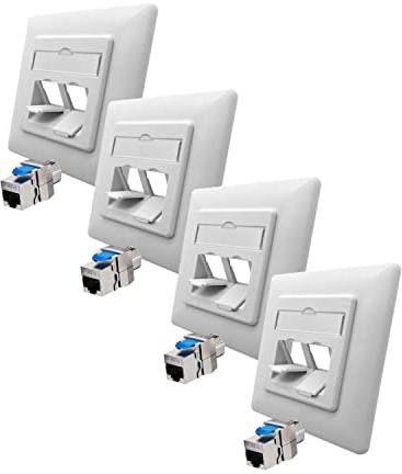 ARLI Cat8.1 Netzwerkdose 4 Stück Keystone Dose 1 Port Netzwerk Datendose geschirmt Metall Gehäuse RJ45 Schnappverschluss LSA Snap In Montage