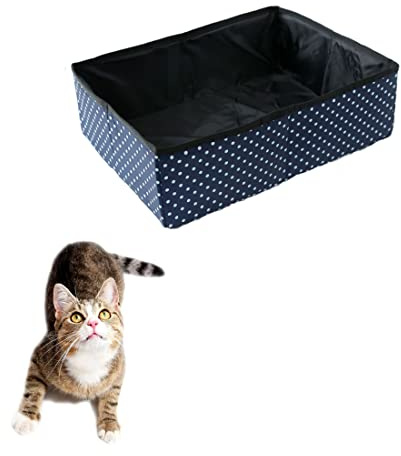 Bac à Litière pour Chat Pliable, Litière pour Chat Portatif de Voyage, Imperméable, Durable, Facile à Nettoyer pour Voyage, Maison, Extérieur Toilette, Bleu, 40 * 30cm
