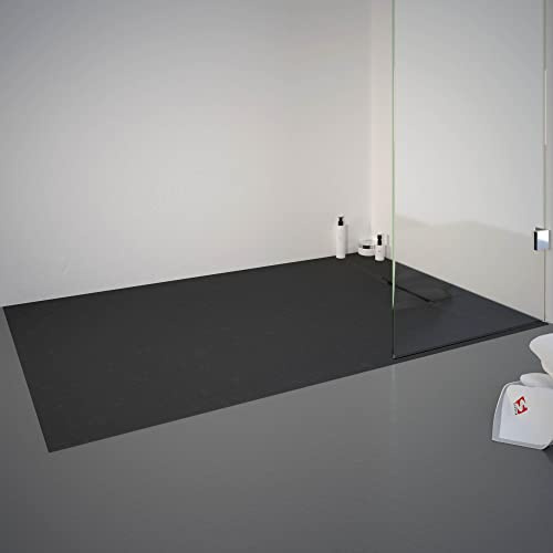 Schulte receveur de douche 90x140x3,2cm anthracite effet pierre anti-glisse | ultraléger 19.1 kg rectangulaire extraplat à poser/encastrer antidérapant