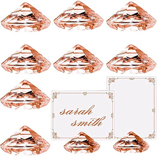 10 Stück Diamant Tischkartenhalter, Tischkartenhalter Acryl, Hochzeit Namenskartenhalter, Kristall Tischkartenständer, Acryl Stabile Kristall Tischkartenhalter, Roségold für Hochzeiten, Party