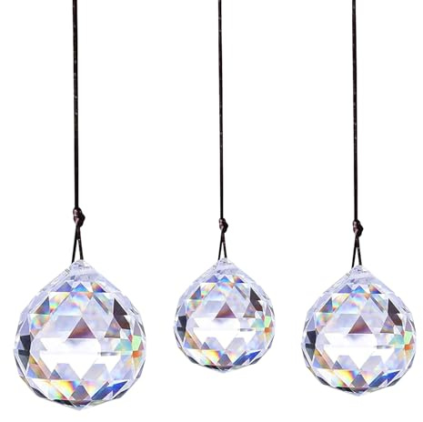 Lot de 3 prismes en verre cristal - Boule cristal à suspendre - Arc-en-ciel - Pendentif - Décoration chambre - Lampe jardin