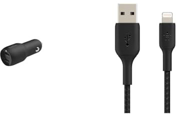 Belkin Premuim Car Bundle(Dual USB Car Charger 24W & Lightning/USB 1m Cable)