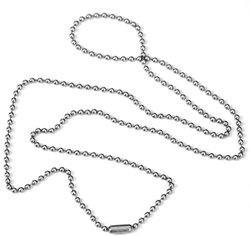 NW Pure Titanium Bead Chain Necklace, Adjustable Jewelry Chain, Small Bead Ball Chain Necklace, With Gift Box (2.0-4.0mm Beads , 18- 30 inch) (2.0mm 24 gunmetal)